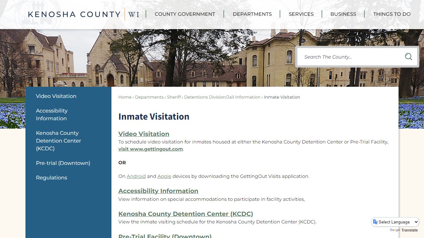 Inmate Visitation | Kenosha County, WI - Official Website